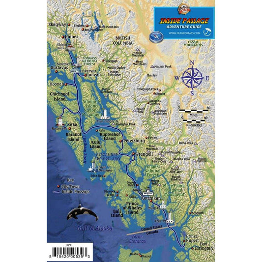 Paradise Clay FRM006 Alaska Inside Passage Map Guide LAMINATED CARD