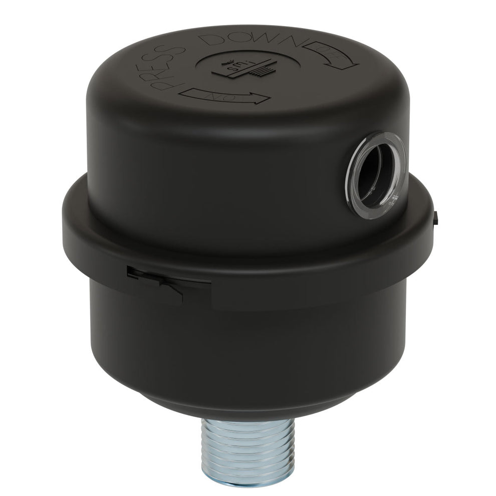 Solberg FS-06-075 Inlet Filter Silencer with Weatherhood for Blower, Fan & Compressor, 3/4" MNPT, 2 Micron Paper Element, Black