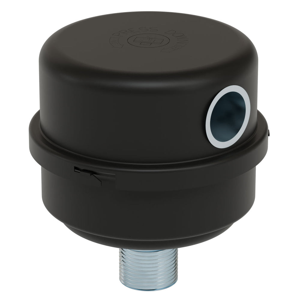 Solberg FS-10-050 Inlet Filter Silencer with Weatherhood for Blower, Fan & Compressor, 1/2" MNPT, 2 Micron Paper Element, Black