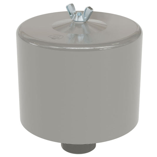 Solberg FS-18P-150 Inlet Filter Silencer with Weatherhood for Blower, Fan & Compressor, 1-1/2" MPT, 2 Micron Paper Element, Gray