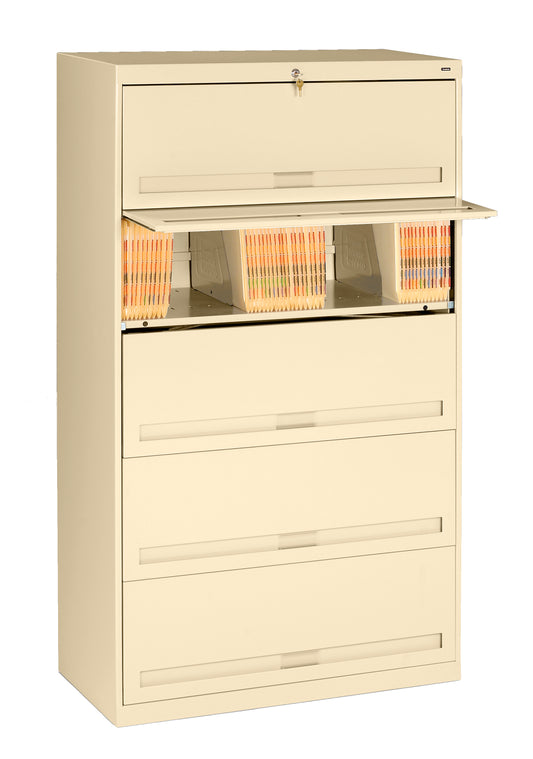 Tennsco FS351L 5-Tier Lateral File with Fixed Shelf & Retractable Door