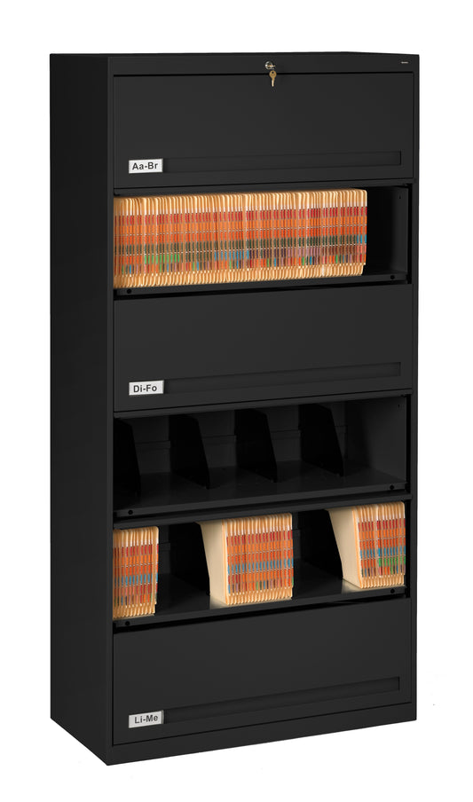 Tennsco FS361L 6-Tier Lateral File with Fixed Shelf & Retractable Door
