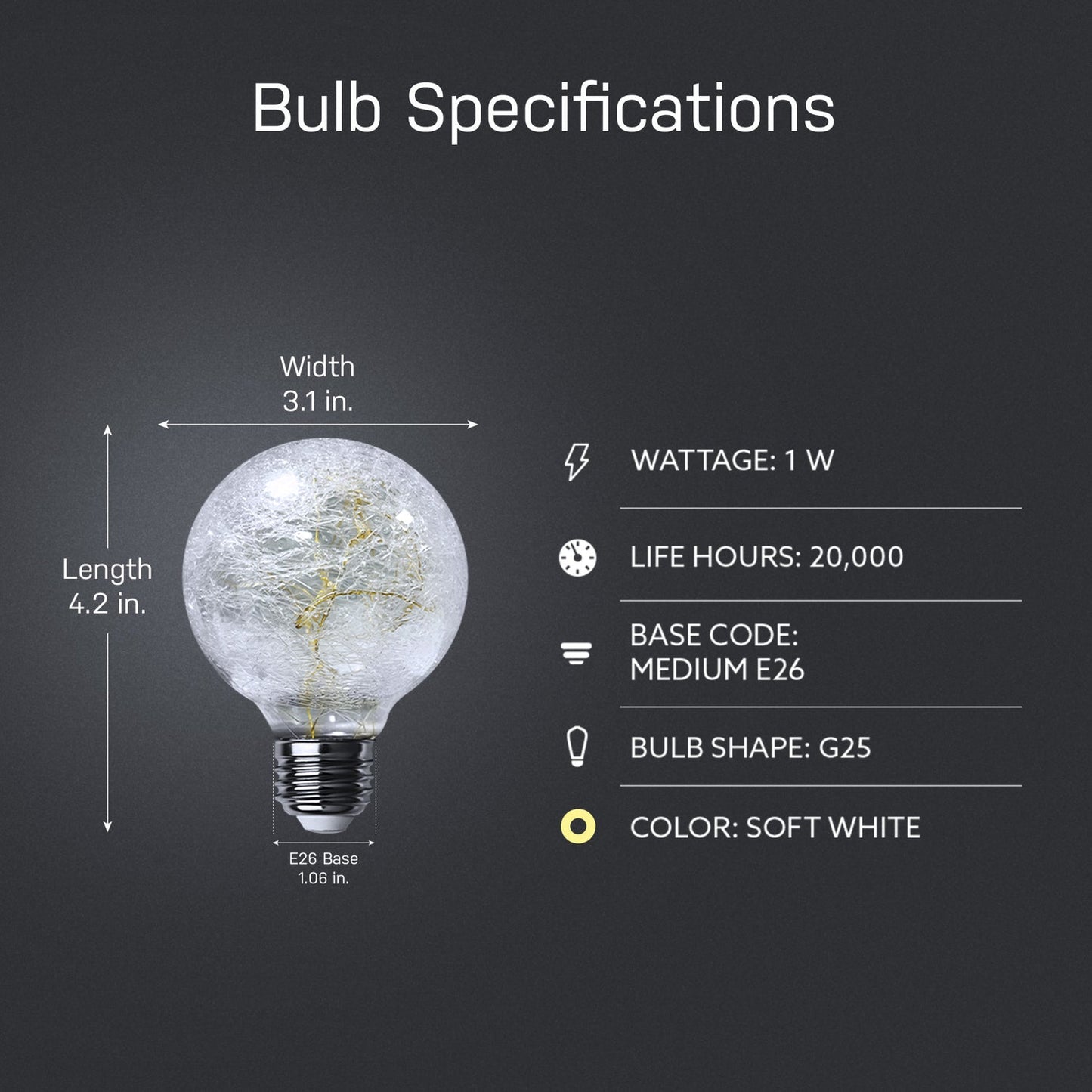 Feit Electric FY/G25/SW/CR/LED Soft White G25 LED Fairy Light