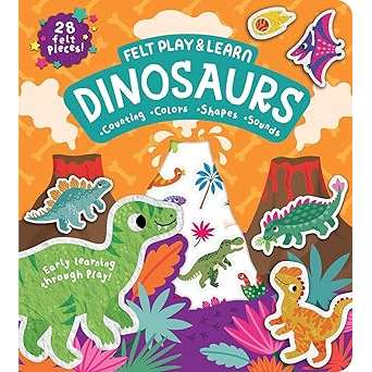 Paradise Clay IPS348 Felt Play & Learn Dinosaurs - Board Book