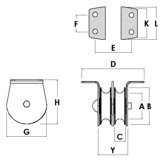 Block Division 02558-1/8-2-SS 2-1/2″ Flat Mount Pulley Block 1/8” Rope 685 lbs, Double, Stainless Steel