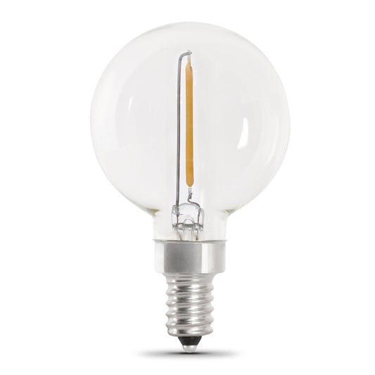 Feit Electric G161/2/822/FILED/4 1W (11W Equivalent) Warm White (2200K) G16 ½ Candelabra Base (E12 Replacement) Globe String Light Replacement Bulb (4-Pack)