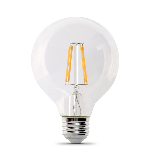 Feit Electric G2560/950CA/FIL/3/RP 5.5W (60W Replacement) Daylight (5000K) G25 E26 Base Dimmable Enhance Glass Filament Globe LED (3-Pack)
