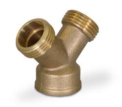 Everflow G42-343434  3/4" MH x 3/4" MH x 3/4" FH WYE BRASS GARDEN HOSE FITTING (NOT FOR POTABLE USE)