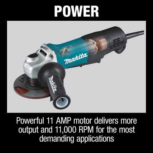 Makita GA4553R 4‘1/2" Paddle Switch Angle Grinder, with Non‘Removable Guard