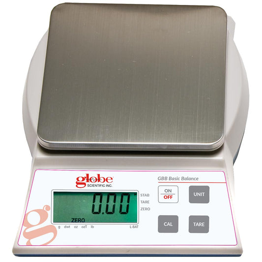 Globe Scientific GBB-123 Balance Toploading Basic Portable 120g X 1mg External Calibration 100-240V 50-60Hz External Batteries