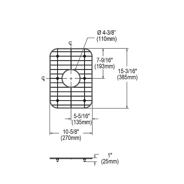 Elkay GBG1318SS Dayton® Stainless Steel 10-5/8" x 15-3/16" x 1" Bottom Grid