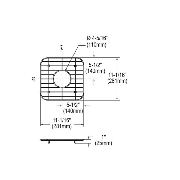 Elkay GBG1414SS Dayton® Stainless Steel 11-1/16" x 11-1/16" x 1" Bottom Grid