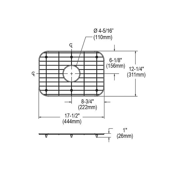 Elkay GBG2115SS Dayton® Stainless Steel 17-1/2" x 12-1/4" x 1" Bottom Grid