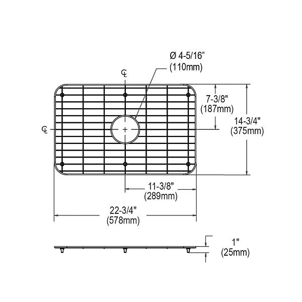 Elkay GBG2416SS Dayton® Stainless Steel 22-3/4" x 14-3/4" x 1" Bottom Grid