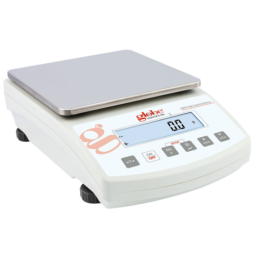 Globe Scientific GBPH-10001-CT Balance Toploading Precision High Capacity Portable 10000g X 0.1g External Calibration 100-240V 50-60Hz Rechargeable Internal Battery Includes ISO/IEC 170252017 Caibration Certificate