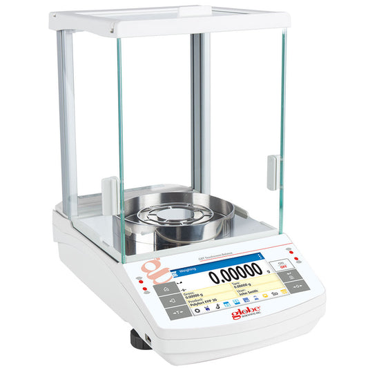 Globe Scientific GBT-125C-CT Balance Semi-Micro Touchscreen 120g X 0.01mg Internal Calibration 100-240V 50-60Hz Includes ISO/IEC 170252017 Caibration Certificate
