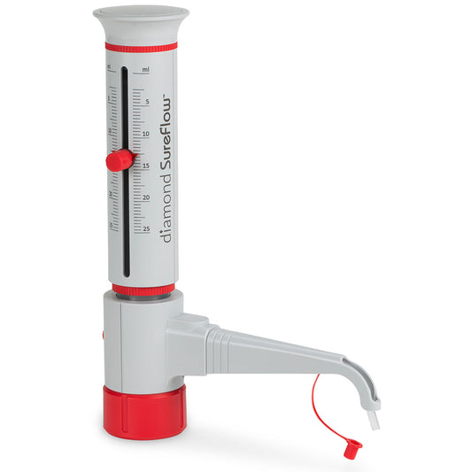 Globe Scientific GBTD-25 Bottle Top Dispenser Diamond SureFlow Standard 2.5mL to 25.0mL 0.5mL increments