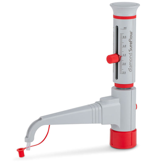 Globe Scientific GBTD-2.5 Bottle Top Dispenser Diamond SureFlow Standard 0.25mL to 2.5mL 0.05mL increments