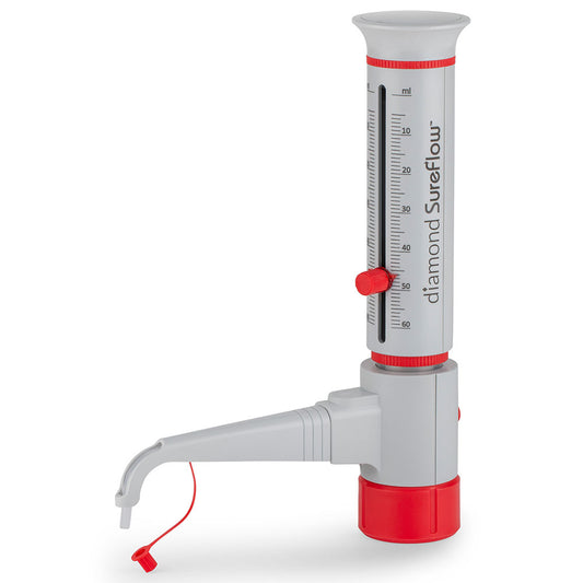 Globe Scientific GBTD-60 Bottle Top Dispenser Diamond SureFlow Standard 5.0mL to 60.0mL 1.0mL increments