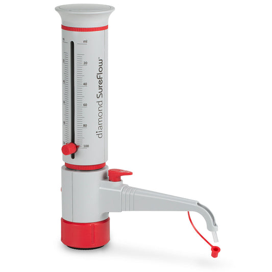 Globe Scientific GBTD-R-100 Bottle Top Dispenser Diamond SureFlow with Recirculation 10.0mL to 100.0mL 2.0mL increments