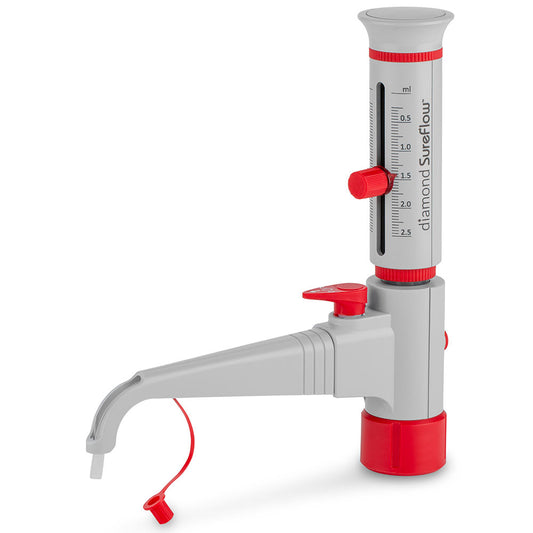 Globe Scientific GBTD-R-2.5 Bottle Top Dispenser Diamond SureFlow with Recirculation 0.25mL to 2.5mL 0.05mL increments