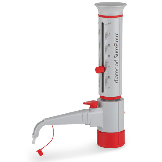 Globe Scientific GBTD-R-30 Bottle Top Dispenser Diamond SureFlow with Recirculation 2.5mL to 30.0mL 0.5mL increments