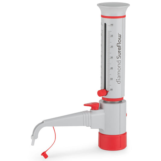Globe Scientific GBTD-R-60 Bottle Top Dispenser Diamond SureFlow with Recirculation 5.0mL to 60.0mL 1.0mL increments