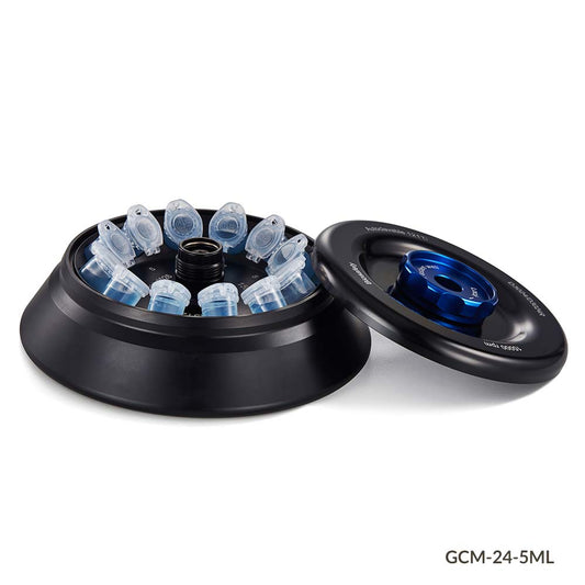 Globe Scientific GCM-24-5ML Rotor with Lid for use with GCM-24 Series High Speed Micro Centrifuges Aluminum Alloy Fixing Clips and O-Ring 15000rpm max 12-Place for 5mL Conical Bottom Tubes