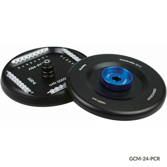 Globe Scientific GCM-24-PCR Rotor with Lid for use with GCM-24 Series High Speed Micro Centrifuges Aluminum Alloy Fixing Clips and O-Ring 15000rpm max 4-Place for 0.2mL 8 Position PCR Strips