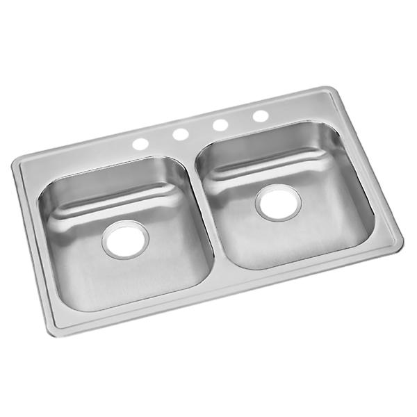 Elkay GE23321 Dayton® Stainless Steel 33" x 21-1/4" x 5-3/8" Equal Double Bowl Drop-in Sink