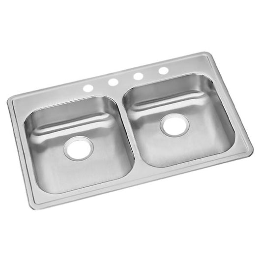 Elkay GE23322 Dayton® Stainless Steel 33" x 22" x 5-3/8" Equal Double Bowl Drop-in Sink