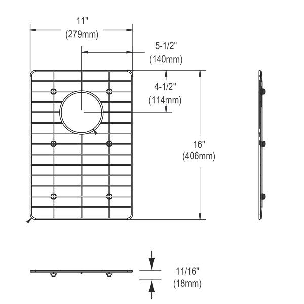 Elkay GFOBG1217SS Stainless Steel 11" x 16" x 11/16" Bottom Grid