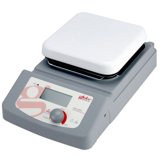 Globe Scientific GHS-380H-UK-EU Hotplate Digital 380C Maximum Temperature 5.5 x 5.5 inch ceramic coated top plate 200-240v 50-60Hz