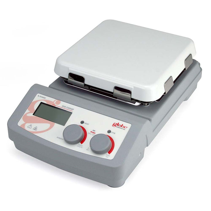 Globe Scientific GHS-550HSP Hotplate Stirrer Digital 550C Maximum Temperature 7 x 7 inch glass ceramic top plate with RS232 port 100-120v 50-60Hz