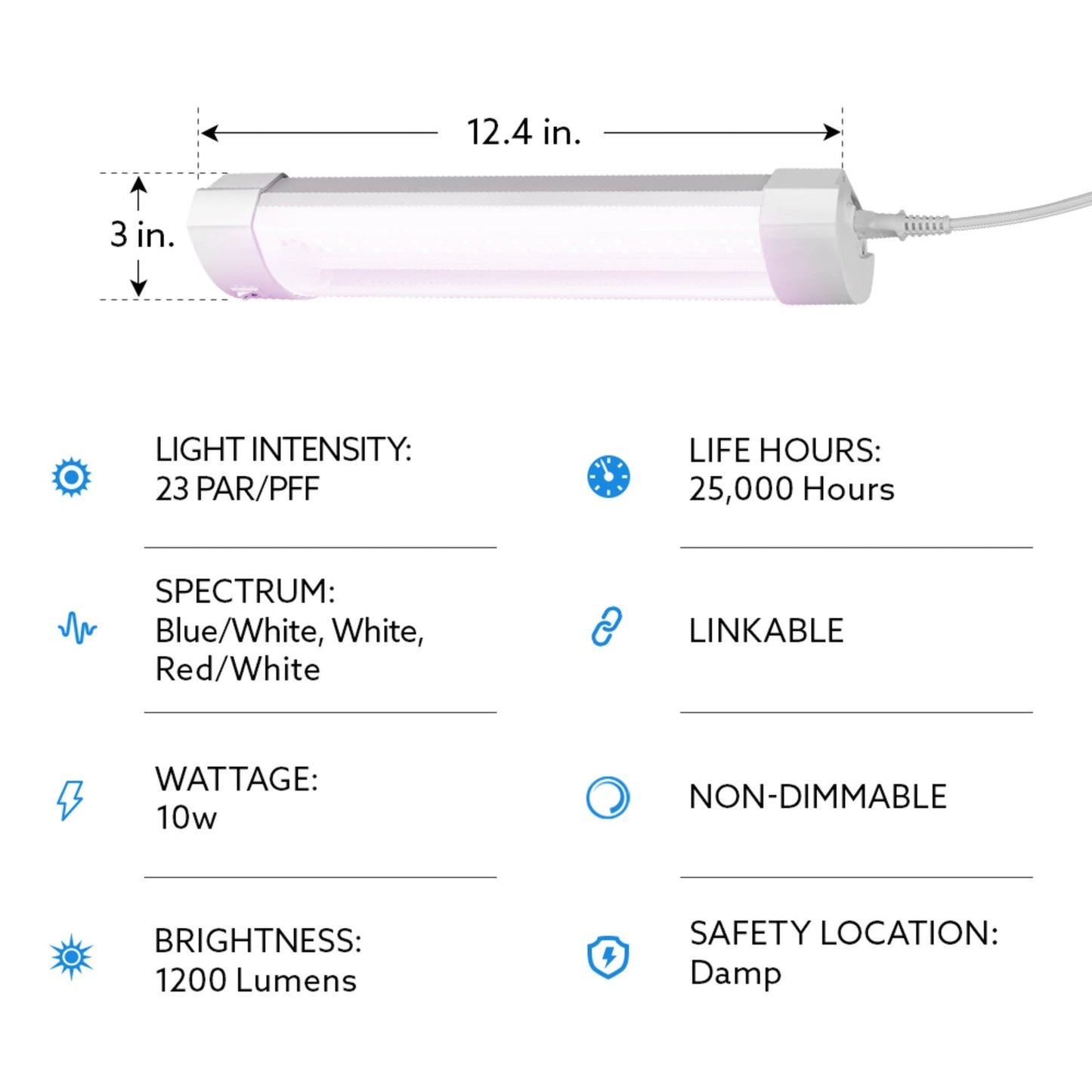 Feit Electric GLP12ADJS/RF/10W/LED 12 in. 12W Full Spectrum LED Grow Light with Remote Control