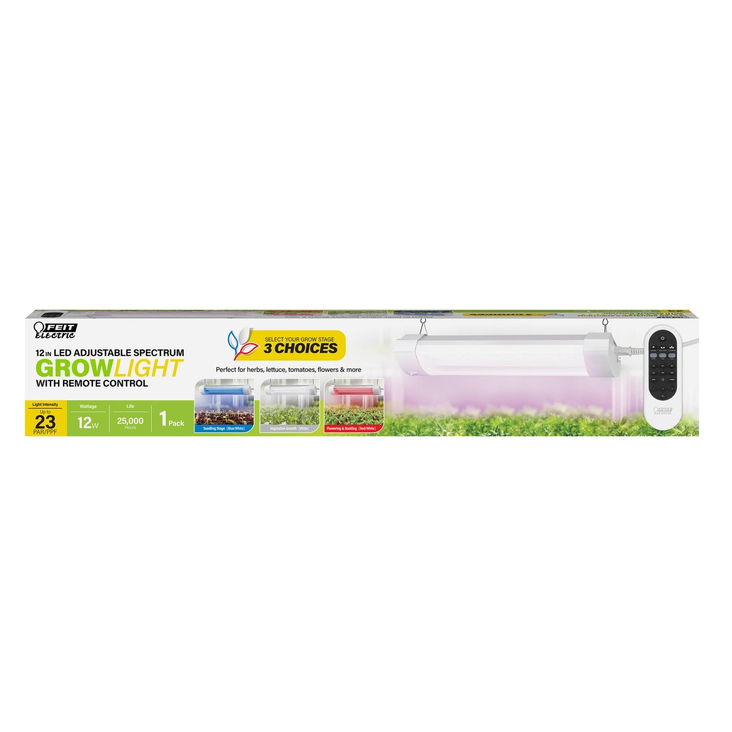 Feit Electric GLP12ADJS/RF/10W/LED 12 in. 12W Full Spectrum LED Grow Light with Remote Control