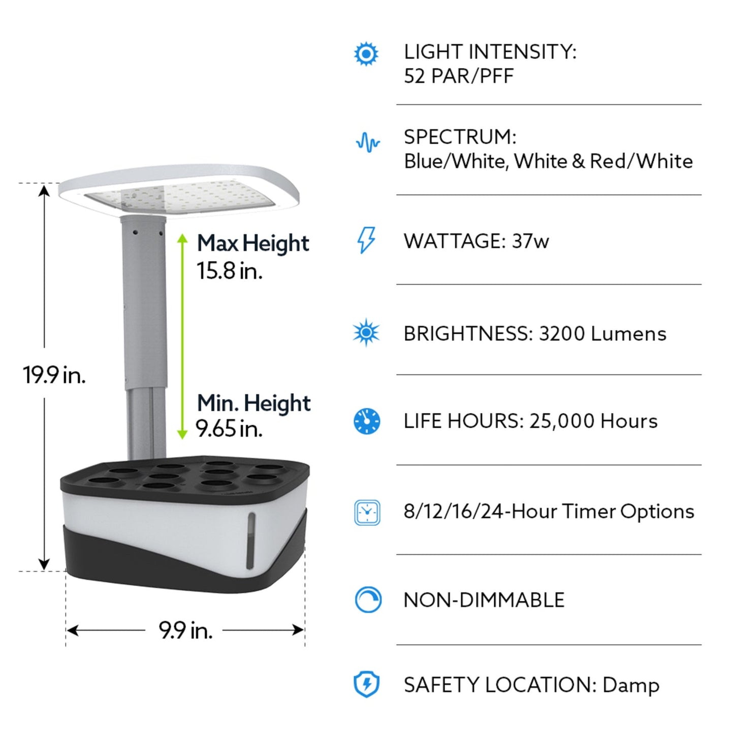 Feit Electric GLP20/TABLE/37W/LED 37W Portable Tabletop Grow Light