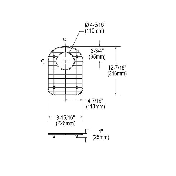 Elkay GOBG1115SS Dayton® Stainless Steel 8-7/8" x 12-7/16" x 1" Bottom Grid