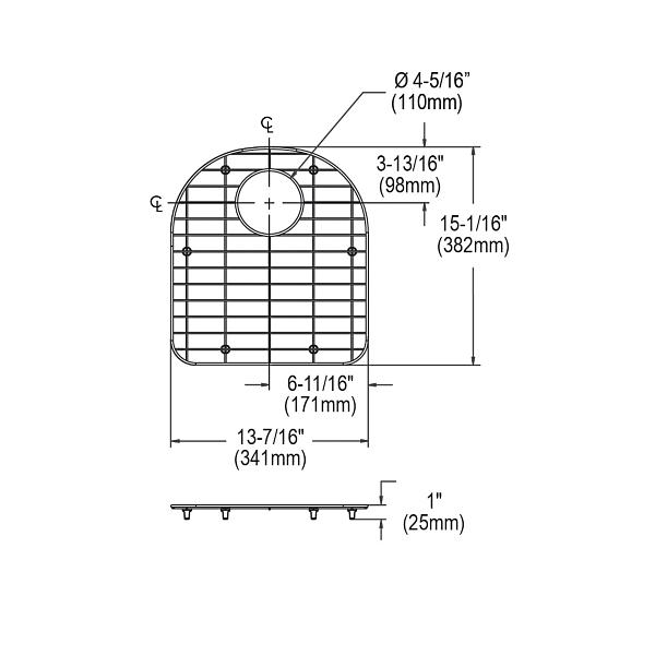 Elkay GOBG1617SS Dayton® Stainless Steel 13-7/16" x 15-1/16" x 1" Bottom Grid