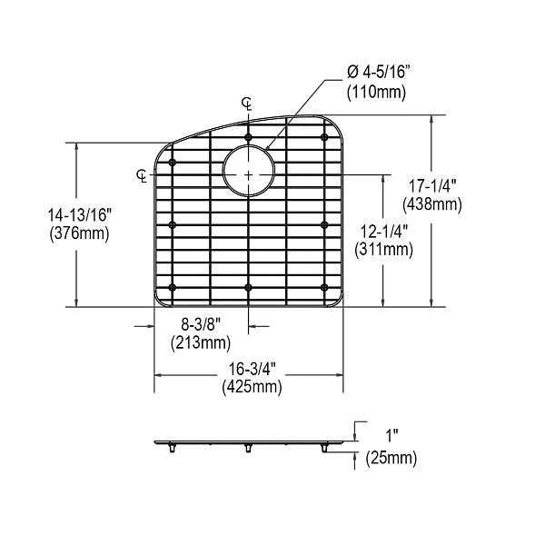 Elkay GOBG1819SS Dayton® Stainless Steel 16-3/4" x 17-1/4" x 1" Bottom Grid