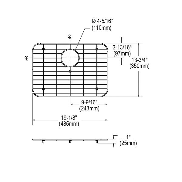 Elkay GOBG2115SS Dayton® Stainless Steel 19-1/16" x 13-3/4" x 1" Bottom Grid