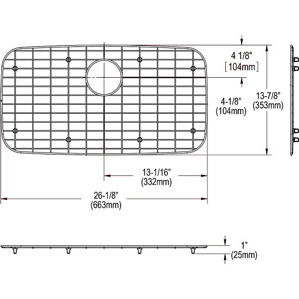 Elkay GOBG2816SS Dayton® Stainless Steel 26-1/8" x 13-15/16" x 1" Bottom Grid