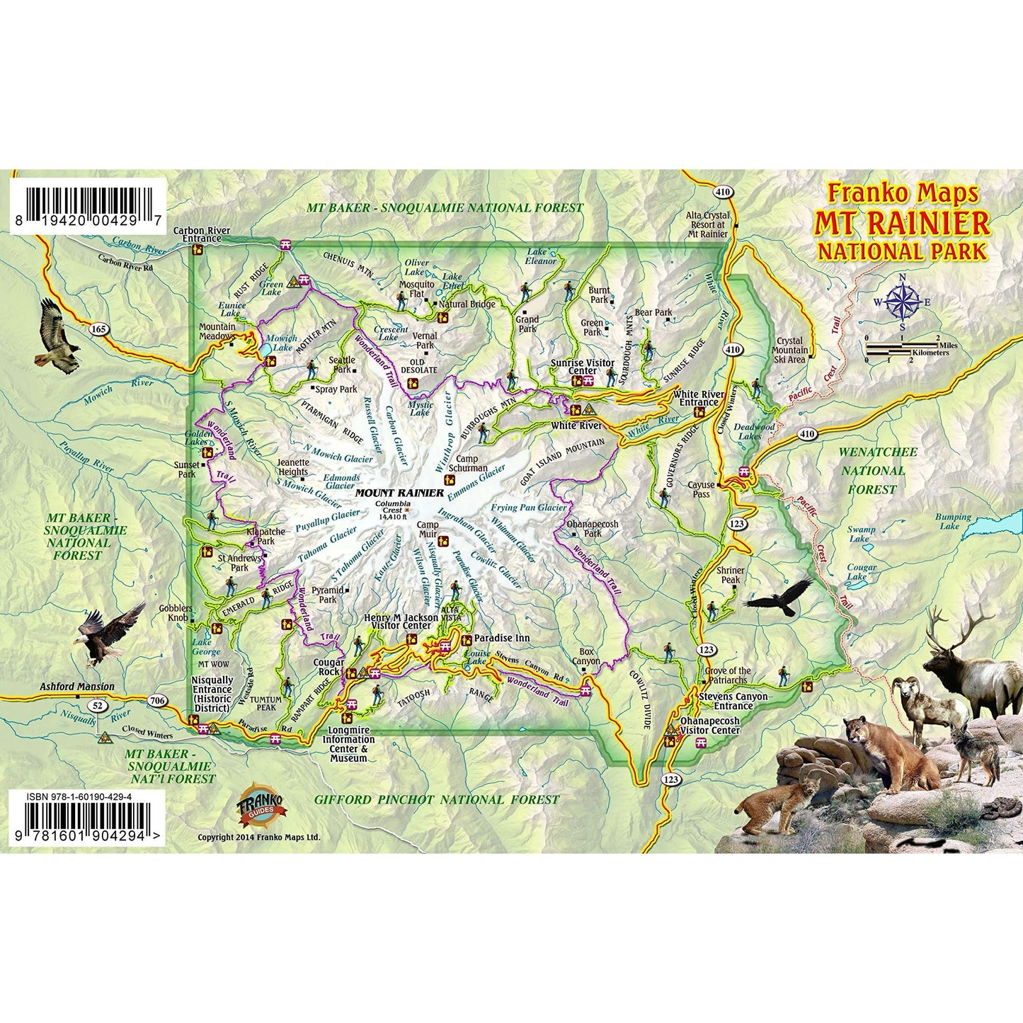 Paradise Clay GPR023 Mt. Rainier National Park Map & Wildlife Guide