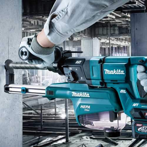 Makita GRH07M1W 40V max XGT® Brushless 1‘1/8" SDS‘PLUS AVT® Rotary Hammer (D‘Handle) Kit w/ Dust Extractor, AFT®, AWS® Capable (4.0Ah)