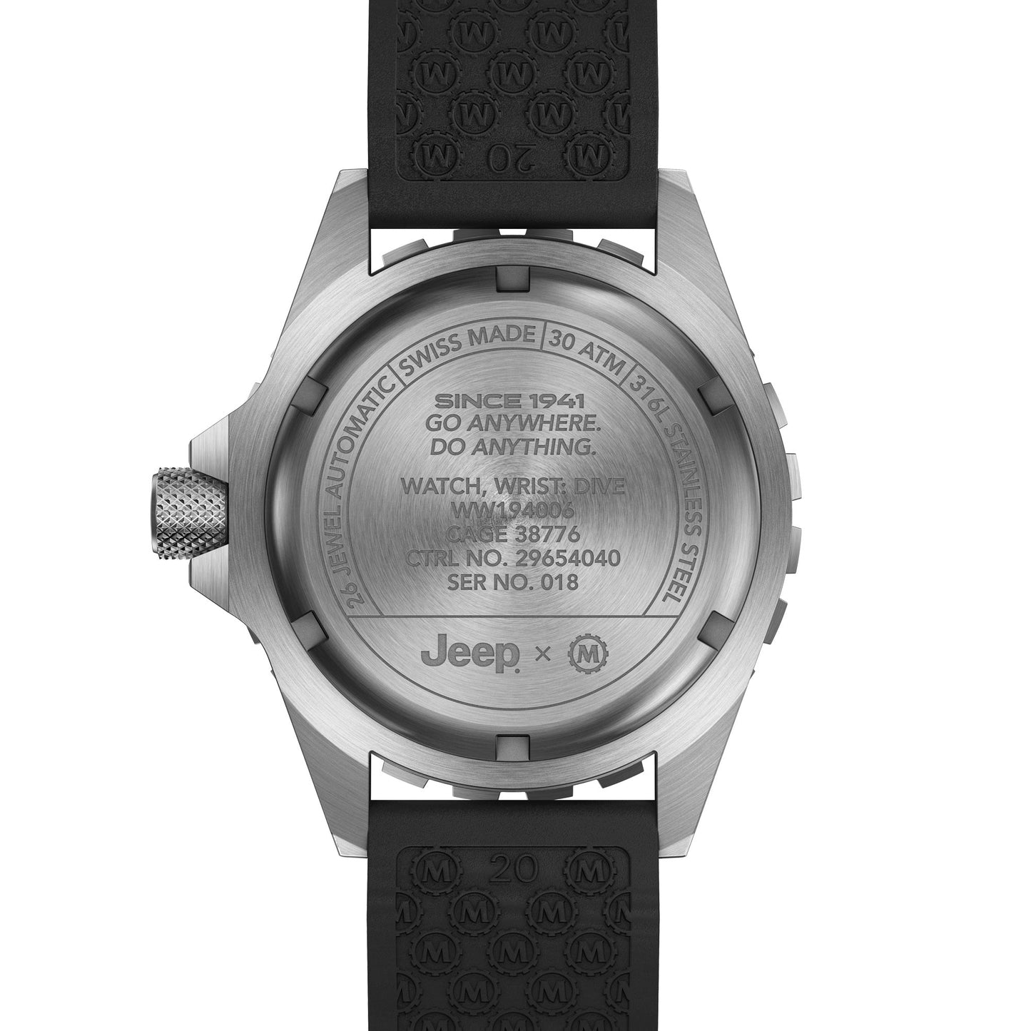 Marathon WW194006SS-4130 41mm JEEP® RUBICON GSAR, Diver's Automatic, Type II, SS, SS/BKSS 3PC Rubber