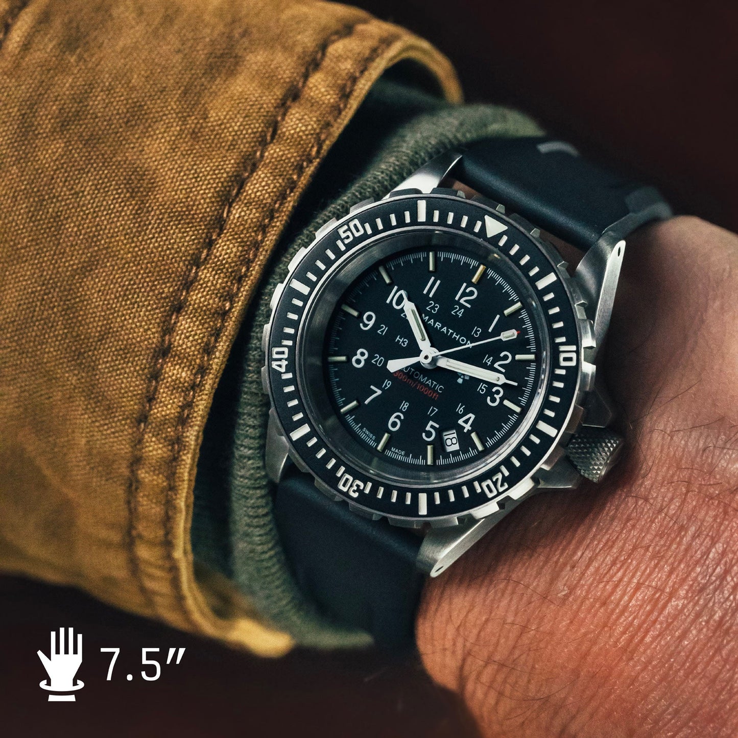 Marathon WW194006SS-0130 Large Diver's Automatic (GSAR) - 41mm with 3 pieces Black Rubber Strap
