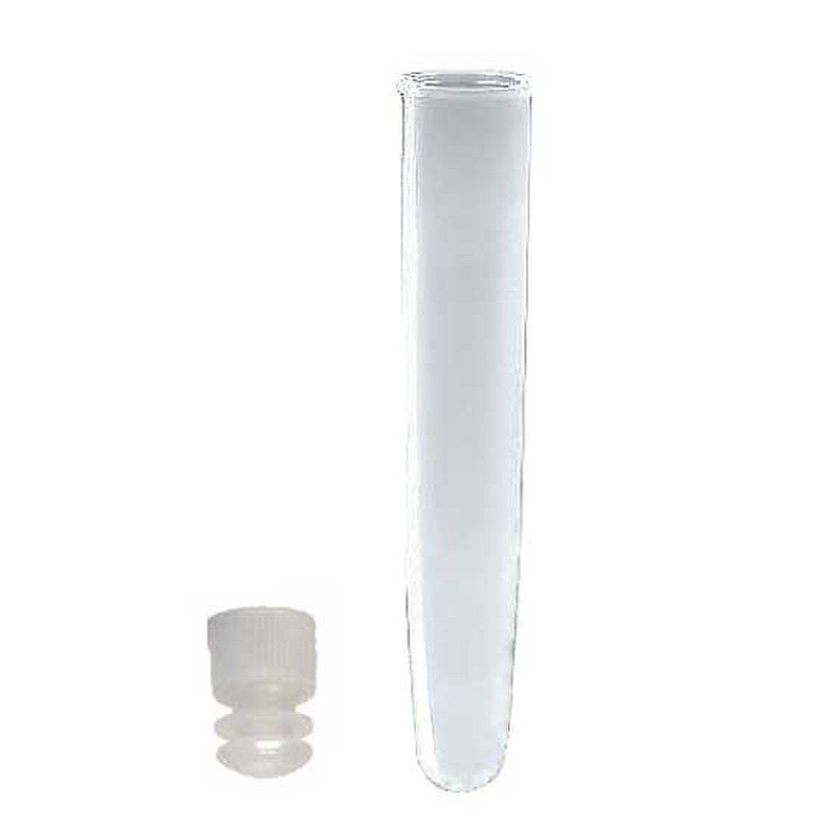 Globe Scientific 112009 Centrifuge Tube 16 x 100mm (12mL) PS with Separate White Plug Cap