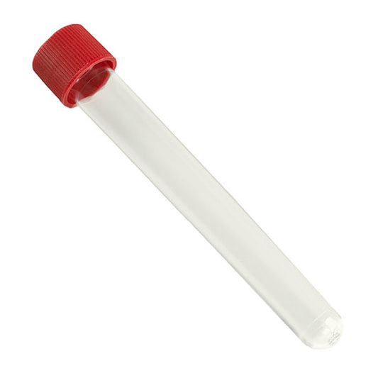 Globe Scientific 6156 Test Tube with Attached Red Screw Cap 16 x 120mm (15mL) PS STERILE 150/Bag 5 Bags/Unit