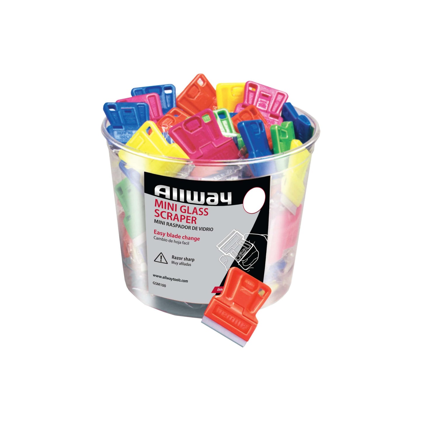 Allway GSM100 Mini Glass Scrapers, Bucket of 100