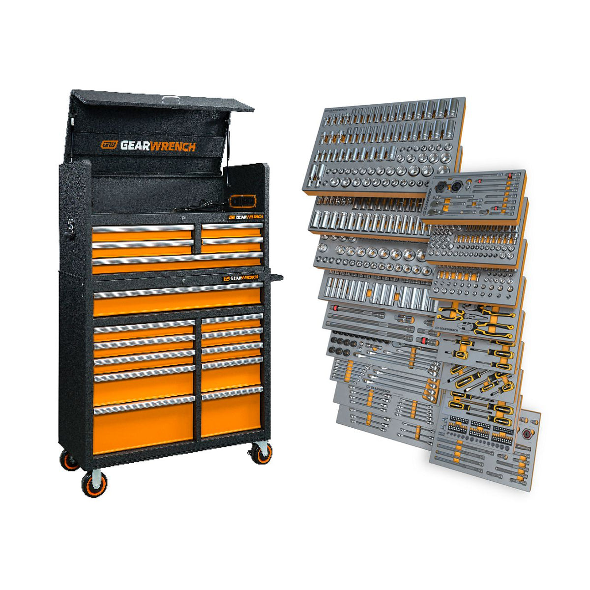 Gearwrench MEGAMOD873 873 Piece MEGAMOD Mechanics Tool Set in Premium Modular Foam Trays with Tool Storage